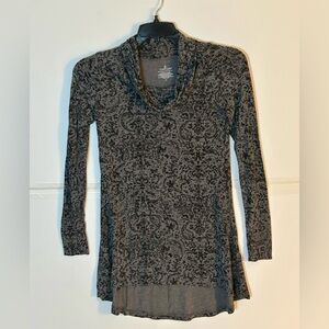 Cuddl Duds Charcoal Patterned Long Sleeve Top
